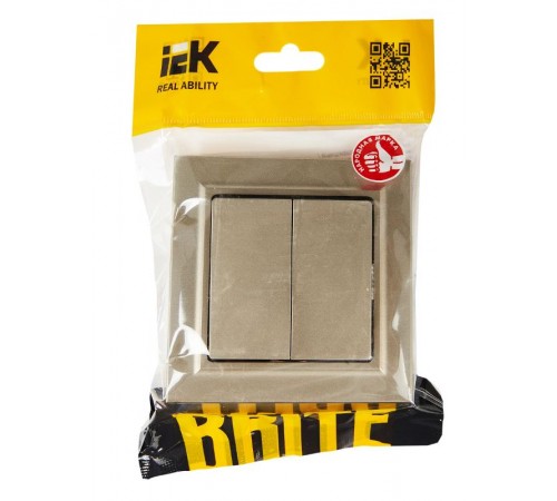 BRITE Выключатель 2-клавишный 10А в сборе ВСР10-2-0-БрШ шампань  BR-V20-0-10-K37-F  IEK