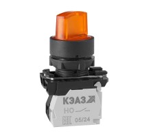 Переключатель КПЕ2120РЛ-220В-желтый-2но+0нз-ручка-фикс-3поз-индикатор-IP40  354431  КЭАЗ