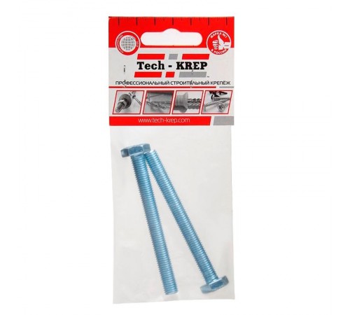 Болт DIN933 с шестигранной головкой оцинк. М8х100 (2 шт) - пакет ( 0,078 кг)  103924  Tech-KREP