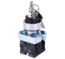 LAY5-BG33, 2НО, на 3 положения замок с ключом I-O-II, хром, d22мм, переключатель  (ЭТ)  ET012095  Электротехник