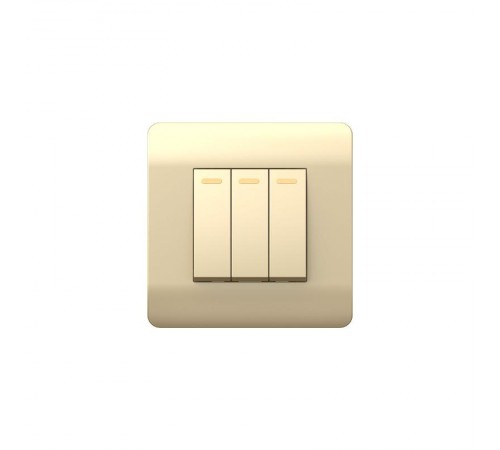 Переключатель 3-клавишный с подсветкой, 10А, шампань(NEW3-E)  431512  CHINT