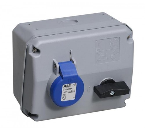 Розетка с выключателем и механической блокировкой 216MHS6, 16A, 2P+E, IP44, 6ч  2CMA167623R1000  ABB