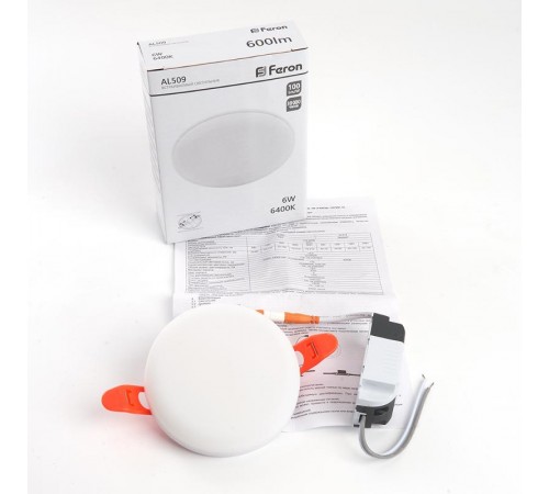 Светильник светодиодный встраиваемый AL509 с регулируемым монтажным диаметром (до 70мм) 6W 6400K белый  41211  Feron