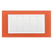 Simon 82 Рамка декоративная, (+суппорт), 8 узких (4 широких) модулей, S82C, Стекло, оранжевый-белый  82687-65  Simon
