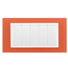 Simon 82 Рамка декоративная, (+суппорт), 8 узких (4 широких) модулей, S82C, Стекло, оранжевый-белый  82687-65  Simon