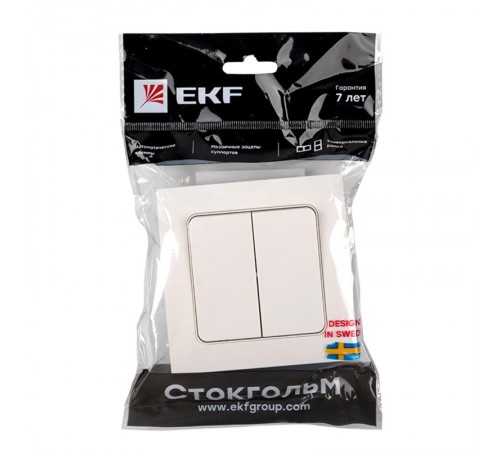 Стокгольм Выключатель 2-кл. 10А белый PROxima  EXV10-023-10  EKF