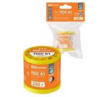 Припой ПОС 61, трубка с канифолью, ГОСТ 21931-76, 2 мм, 200 г, катушка, инд. упак., "Алмаз"  SQ1025-1804  TDM