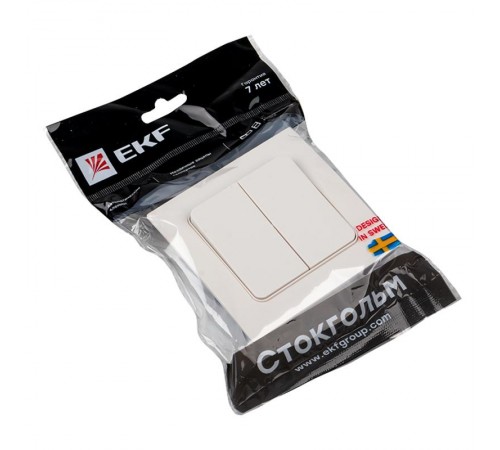 Стокгольм Выключатель 2-кл. 10А белый PROxima  EXV10-023-10  EKF