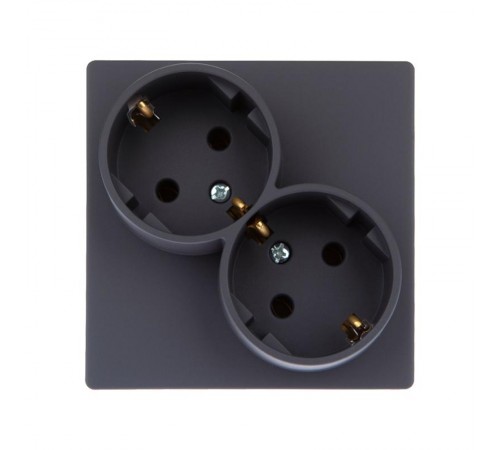 Simon 24 Графит Розетка 2х2К+З Schuko   2450459-038  Simon