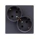 Simon 24 Графит Розетка 2х2К+З Schuko   2450459-038  Simon