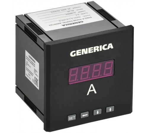 Амперметр цифровой щитовой однофазный 96х96мм LED  IDA21-5-1-0-LED-G  GENERICA