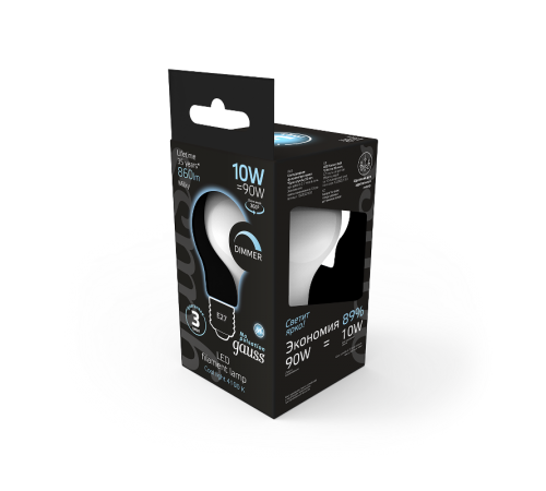 Лампа светодиодная LED 10Вт E27 220В 4100К A60, диммируемая  102202210-D  Gauss