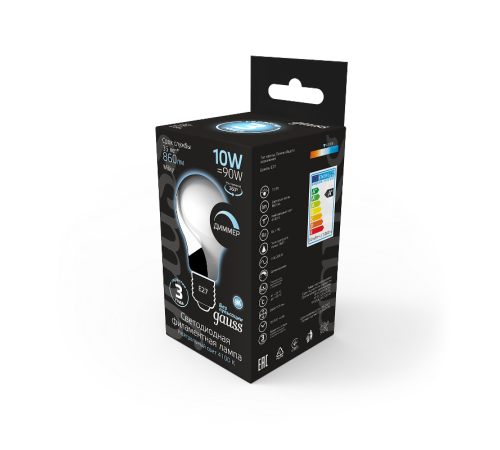 Лампа светодиодная LED 10Вт E27 220В 4100К A60, диммируемая  102202210-D  Gauss