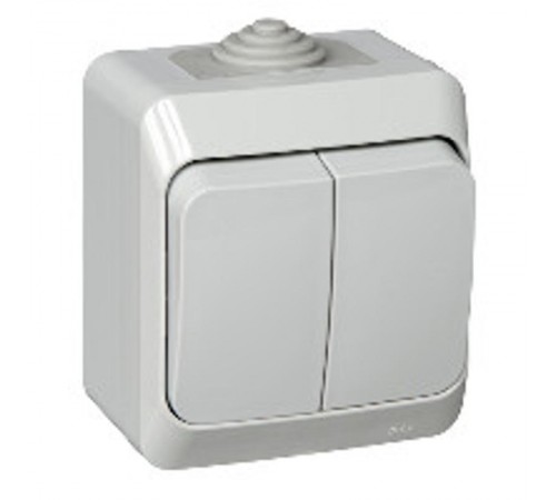 Этюд Серый О/У Выключатель 2-клавишный IP44  BA10-042C  SE