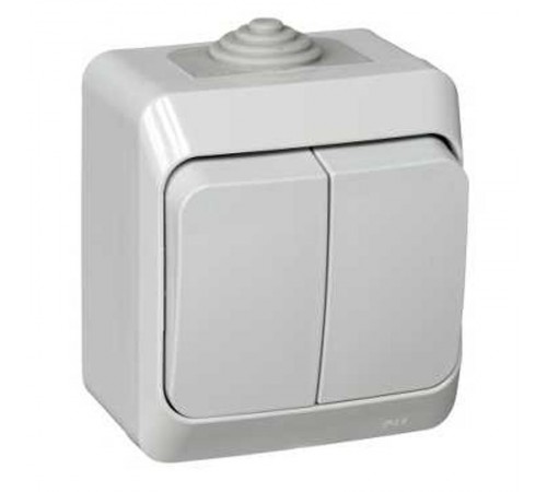 Этюд Серый О/У Выключатель 2-клавишный IP44  BA10-042C  SE