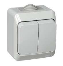 Этюд Серый О/У Выключатель 2-клавишный IP44  BA10-042C  SE