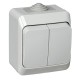 Этюд Серый О/У Выключатель 2-клавишный IP44  BA10-042C  SE