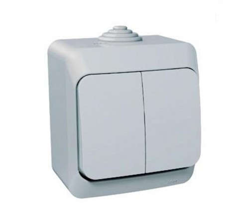 Этюд Серый О/У Выключатель 2-клавишный IP44  BA10-042C  SE