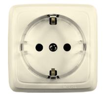 Розетка открытой установки, одноместная, с заземляющим контактом, цвет слоновая кость  РА16-171-01  HEGEL