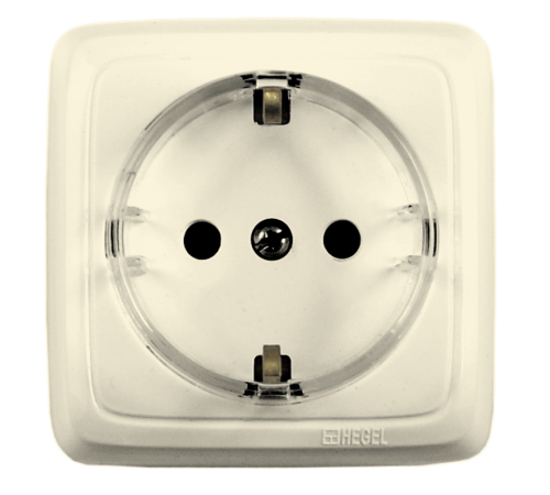 Розетка открытой установки, одноместная, с заземляющим контактом, цвет слоновая кость  РА16-171-01  HEGEL