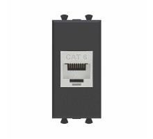 Компьютерная розетка RJ-45 без шторки модульная, кат.6 экранированная, "Avanti", "Черный матовый", 1 модуль  4412791  DKC