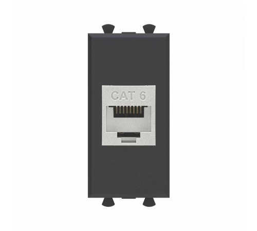 Компьютерная розетка RJ-45 без шторки модульная, кат.6 экранированная, "Avanti", "Черный матовый", 1 модуль  4412791  DKC