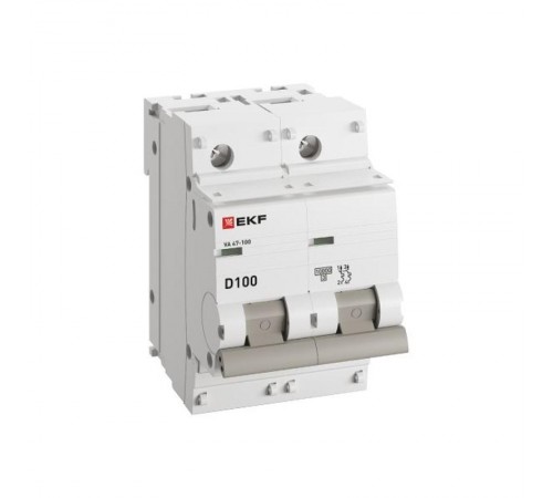 Выключатель автоматический двухполюсный ВА 47-100 100А D 10кА PROxima  mcb47100-2-100D-pro  EKF