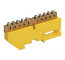 Шина PE "земля" на DIN-изоляторе ШНИ-6х9-10-Д-Ж  YNN10-69-10D-K05  IEK