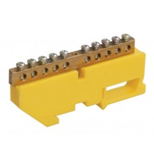 Шина PE "земля" на DIN-изоляторе ШНИ-6х9-10-Д-Ж  YNN10-69-10D-K05  IEK