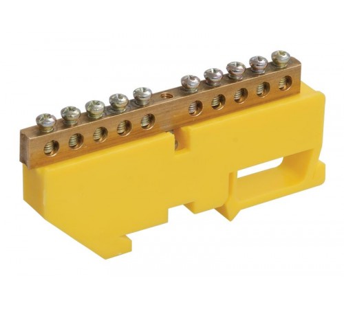 Шина PE "земля" на DIN-изоляторе ШНИ-6х9-10-Д-Ж  YNN10-69-10D-K05  IEK