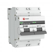 Выключатель автоматический двухполюсный ВА 47-100 100А D 10кА PROxima  mcb47100-2-100D-pro  EKF