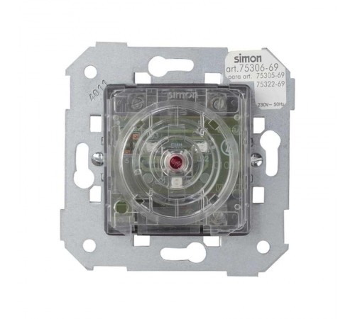 Simon 75 Механизм Выключатель нажимной вспомогательный к выключателю релейному с голубой подсветкой, S82, S82N, S88, S  75306-69  Simon