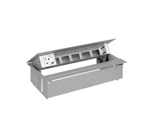 Simon S400 Врезной розеточный блок с крышкой и мет. вводом, 1x2P+E, 5 пустых отверстий, алюминий, Simon 400  45601000-133  Simon