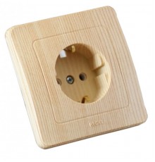 Розетка скрытой установки, одноместная, с заземляющим контактом, со шторкой, цвет сосна  РС16-312-02  HEGEL