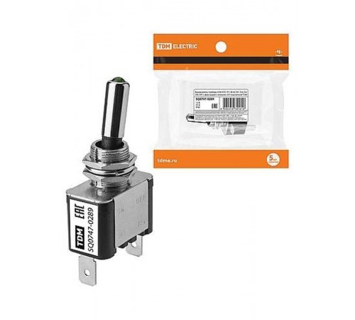 Выключатель-тумблер ASW-07D 1P 12В AC/DC 25А (3c) ON-OFF с фиксацией с зеленой LED подсветкой   SQ0747-0289  TDM