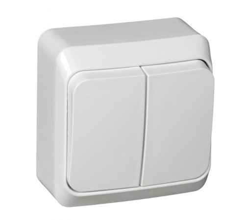 Этюд Белый О/У Выключатель 2-клавишный с подсветкой  BA10-006B  SE