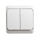 Этюд Белый О/У Выключатель 2-клавишный с подсветкой  BA10-006B  SE