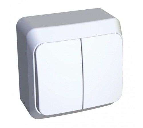 Этюд Белый О/У Выключатель 2-клавишный с подсветкой  BA10-006B  SE