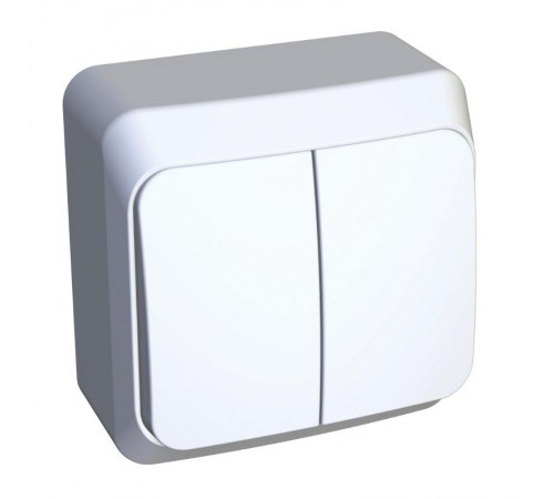 Этюд Белый О/У Выключатель 2-клавишный с подсветкой  BA10-006B  SE