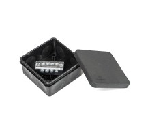 Коробка распределительная двухкомпонентная (HF) в комплекте с 4-кл. зажимами, сечение до 1,5 мм, 80х80х40 черная IP66 PR80.0169  Промрукав