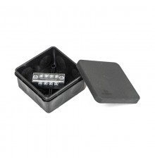 Коробка распределительная двухкомпонентная (HF) в комплекте с 4-кл. зажимами, сечение до 1,5 мм, 80х80х40 черная IP66 PR80.0169  Промрукав