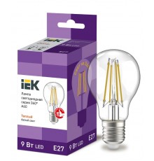 Лампа светодиодная A60 груша прозрачная 9Вт 230В 3000К E27 серия 360°  LLF-A60-9-230-30-E27-CL  IEK