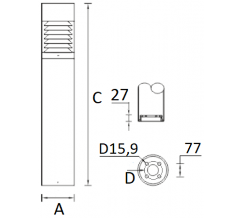 Светильник светодиодный садово-парковый TERES MINI E60 black  1427010250  Световые Технологии