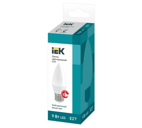 Лампа светодиодная LED 9Вт 230В 4000К E27 свеча  LLE-C35-9-230-40-E27  IEK