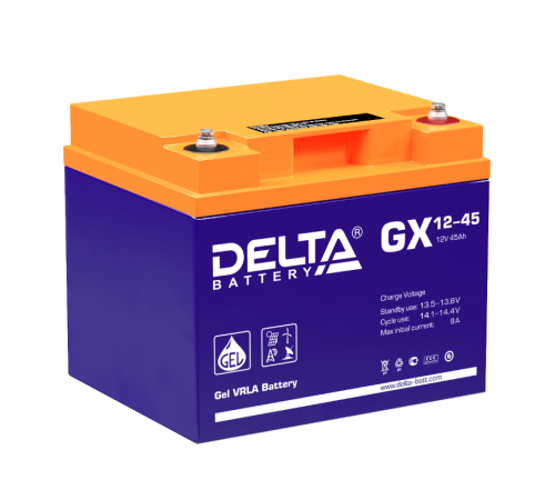 Аккумуляторная батарея Solar серии GX 12-45  12В/45Ач  GX 12-45   DELTA