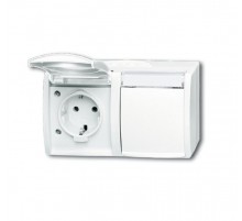 Розетка SCHUKO 16А 250В IP44, двойная, горизонтальная, поле для надписи, для открытого монтажа, ocean, альпийский белы  2CKA002084A0715  ABB