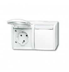 Розетка SCHUKO 16А 250В IP44, двойная, горизонтальная, поле для надписи, для открытого монтажа, ocean, альпийский белы  2CKA002084A0715  ABB