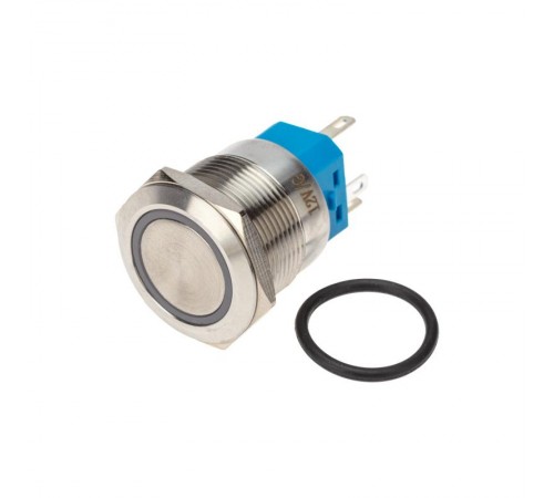 Кнопка антивандальная 22 12В Б/Фикс (6с) (ON)-OFF/(OFF)-ON подсв/зеленая  36-3513  REXANT