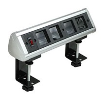 Блок настольный с выключателем нагрузки на 4 модуля (45х45мм) на струбцинах (алюминий) , IP20  70314  Ecoplast