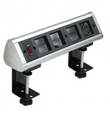 Блок настольный с выключателем нагрузки на 4 модуля (45х45мм) на струбцинах (алюминий) , IP20  70314  Ecoplast